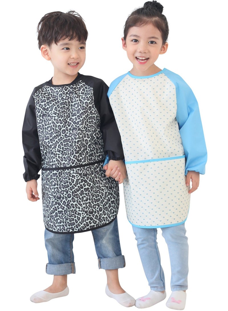 Plie Kids Painting Apron â€“ Waterproof Long Sleeve Art Smock for Toddlers & Preschoolers, Messy Play, Baking, Crafts, Cooking, Sensory Activities (Ages 1â€“10), Black Leopard (32-M) - Image 4